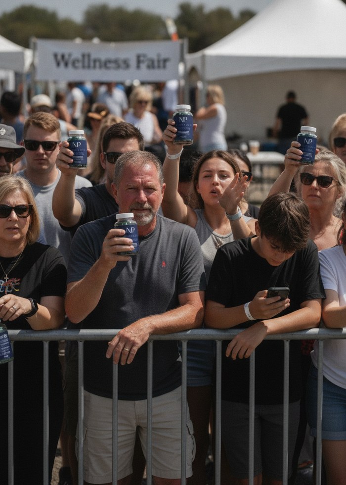 A crowd at an event barrier holding up NarrowPath sample cups